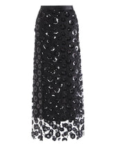 HEYFANCYSTYLE Women's Elegant Floral Sequin Mesh Midi Skirt for Exclusive Evenings